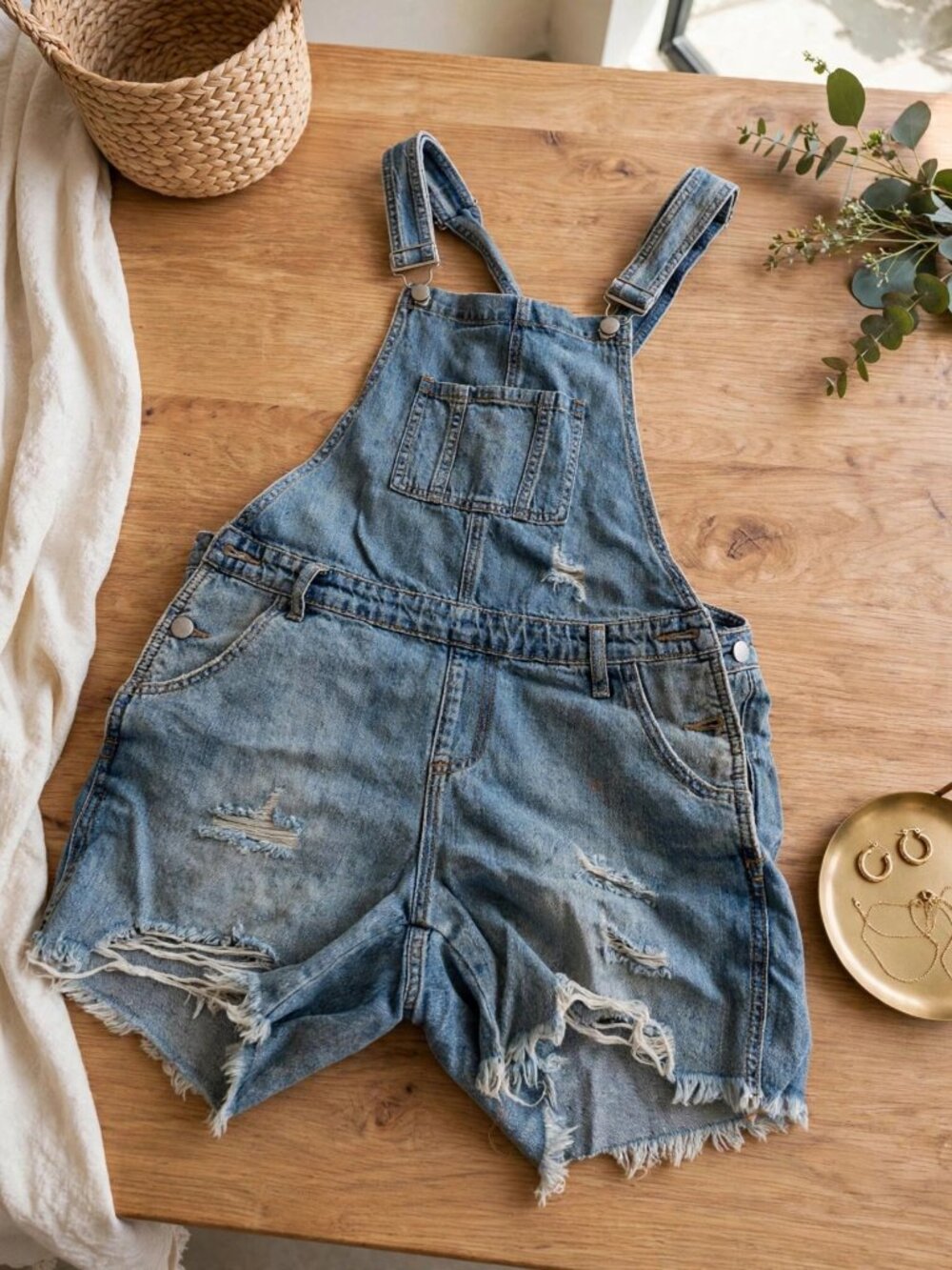 Ripe Maternity Denim Overall Shorts S